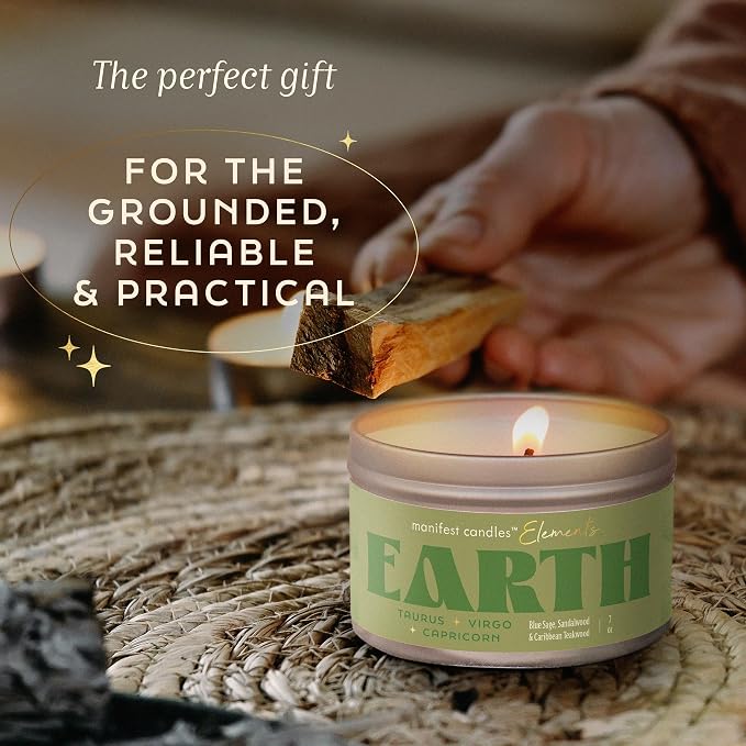 Zodiac Earth Taurus Virgo Capricorn Gifts for Women, 45 Hour Burn, Zodiac Astrology Gifts Meditation Candle Healing with Crystals, Spiritual Manifestation Crystal Candle Healing Stones Bracelet