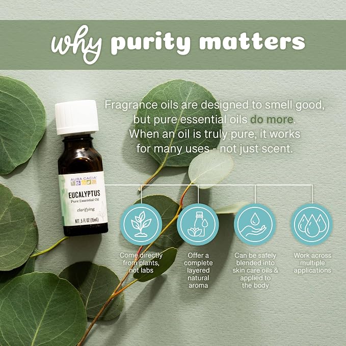 Aura Cacia Pure Essential Oil, Eucalyptus, 0.5 Fluid Ounce
