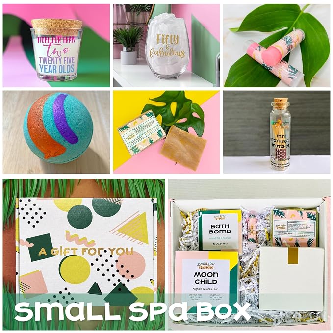 50th Birthday Candle Spa Gift Box, Handmade Unique Birthday Basket, Forty Small Self Care Gift Set for Women, Best Friend Relaxation Gift Idea (Stud Muffin)