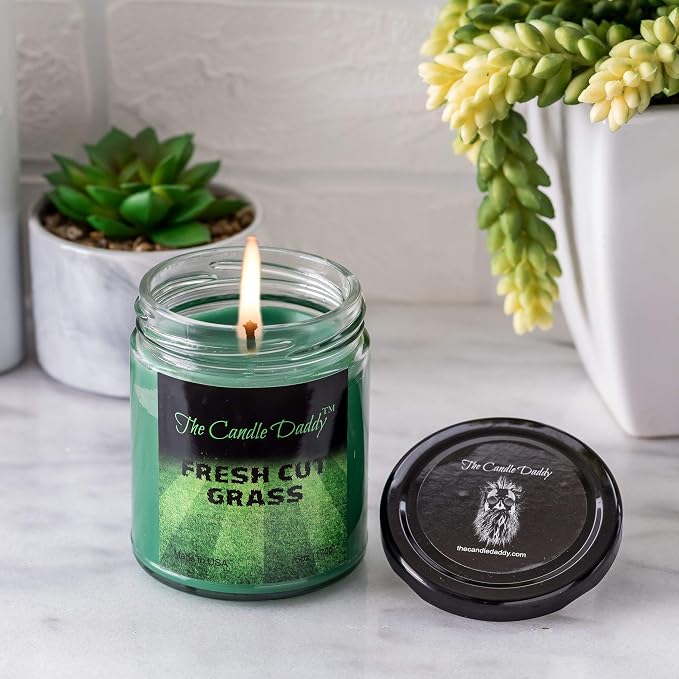 Fresh Cut Grass Candle- 6 oz jar Candle- up to 40 Hour Burn time