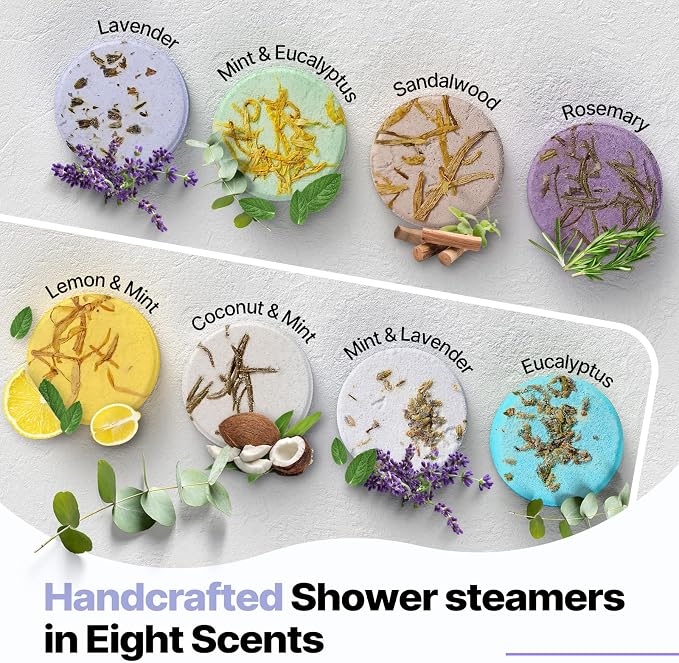 Shower Steamers Aromatherapy Birthday Gifts for Women - SWCANDY 8 Pcs Travel Essentials, Hotel Shower Spa Holidays Mom Wife Grandma Sister Her Self Care Relaxation with Natural Essential Oils Home