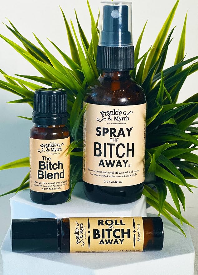 Frankie & Myrrh | The Bitch Kit Trio | Aromatherapy Spray, Roll-on and Blend for Irritability | Bergamot, Geranium, Lavender, Frankincense Essential Oils | Natural Perfume