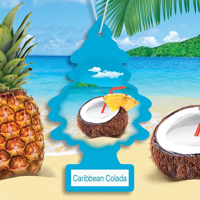 LITTLE TREES Car Air Freshener | Hanging Tree Provides Long Lasting Scent for Auto and Home | 24 Air Fresheners |Caribbean Colada