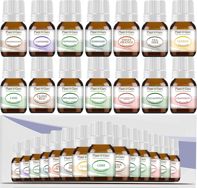 Essential Oil Set 14-5 ml Therapeutic Grade 100% Pure Frankincense, Lavender, Peppermint, Rosemary, Orange, Tea Tree, Eucalyptus, Grapefruit, Lemon, Lime, Clove, Spearmint, Lemongrass, Cinnamon