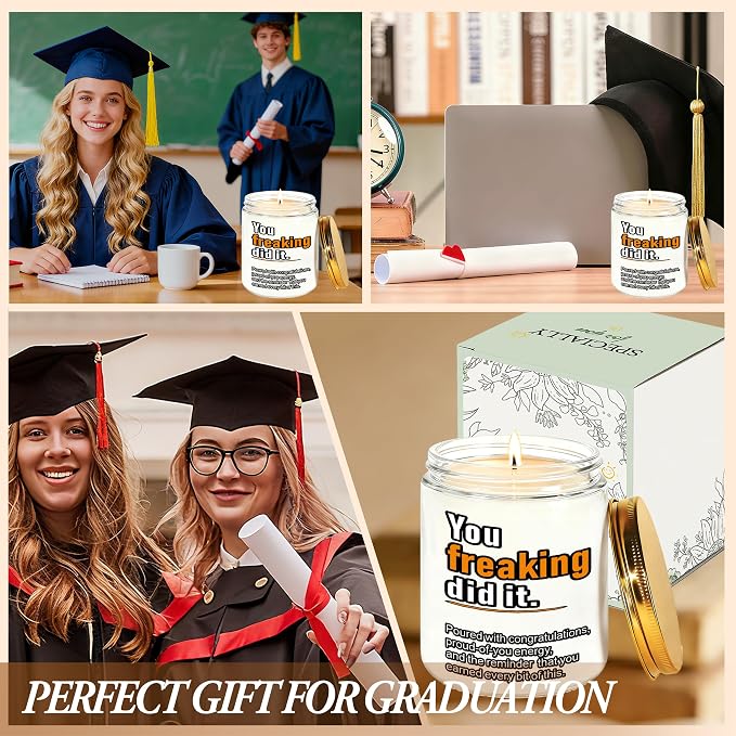 2026 Graduation Gifts for Her Him, Congratulations Grad Decoration for Women Men, Graduate Presents for Masters Degree PHD College High School Nurse, 7oz Funny Lavender Scented Candle, Style-H
