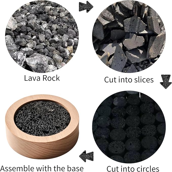 Small Passive Lava Rock Diffuser for Essential Oils Great for Decorating at Desk, Office or Car
