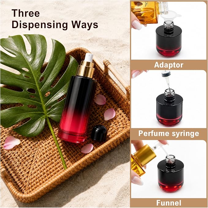 Glass Perfume Bottle Empty Refillable Cologne Sprayer with Upgraded Fine Mist Atomizer, Perfume Spray Container with 3 Easy-Fill Transfer Tools for Fragrance Essential Oils (3.4, ounces)