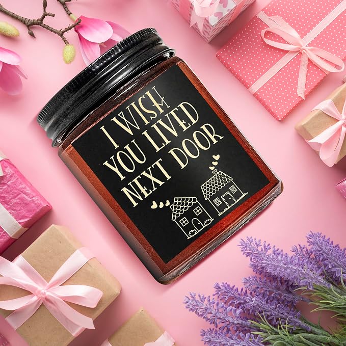 Birthday Gifts for Women Men - I Wish You Lived Next Door Candle for Her - Friendship, Housewarming Gift -Gifts for Best Friend, Girlfriend, Sister, Mom - Relaxing Natural Soy Candle for Home