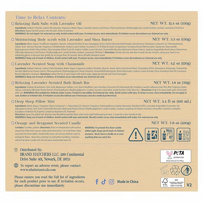 Nurture by Nature Self Care Gifts for Women - Spa Gift Baskets for Women & Relaxation Gifts | At Home Spa Kit | 6 Piece Bath Set with Pillow Spray, Candle, Bath Bomb & Bath Salts