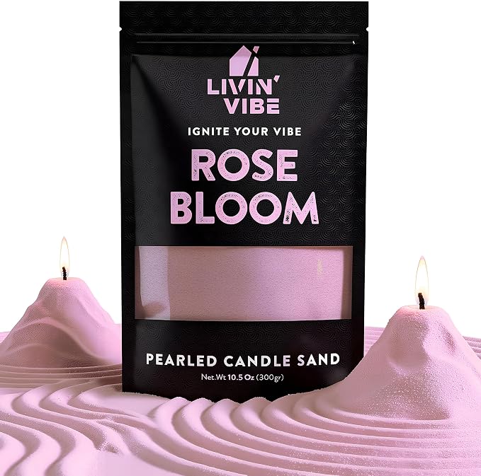Pearled Candle Sand 10.5 oz (300g) – Rose Bloom Scented Candle, Pink Color, Relaxing Aromatherapy, Home Decor, Stress Relief, Long-Lasting Burn