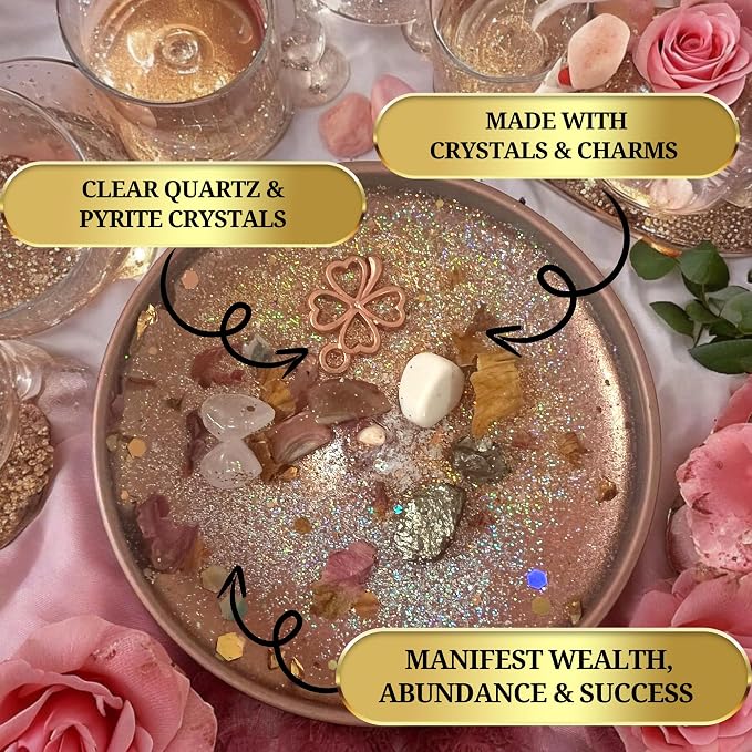 Millionaire Candle – Wealth, Abundance & Prosperity Ritual Candle | Hand-Poured Soy Wax with Crystals & Herbs | Intention Candle for Success, Manifestation & Good Fortune (Small 4oz)