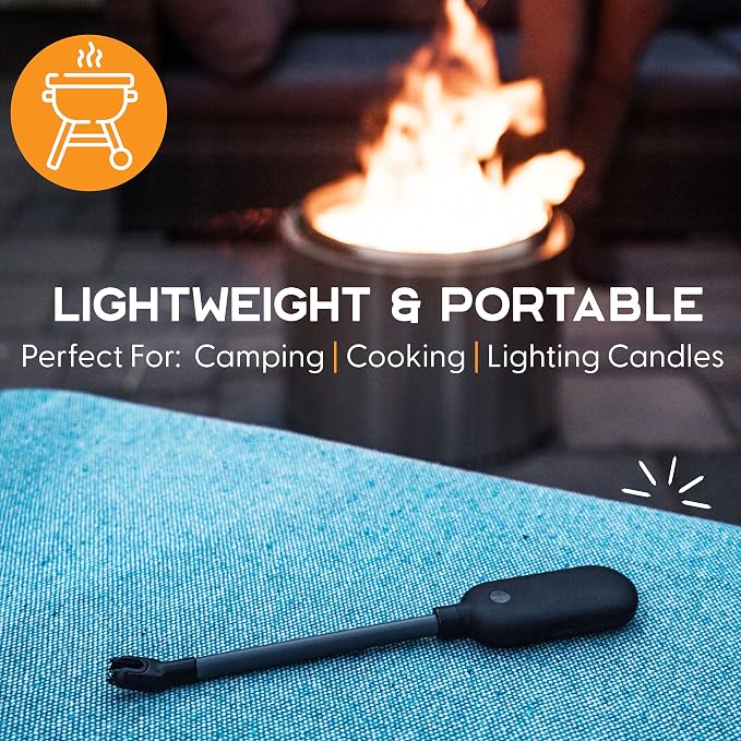 Power Practical Candle Lighter Sparkr USB Rechargeable Electric Lighter w/Plasma Technology & Extra Long Wand, Flameless Lighters for Candles, Camping, Cooking, Black