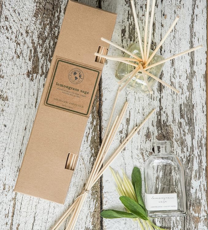 ECO CANDLE CO. Reed Diffuser Set, Honey Mango, 4 oz. - Scents of Mango, Honey, & Papaya - Premium Phthalate Free Fragrance and Essential Oil Blends, Clear Glass, 12 Reed Sticks, Recycled Kraft Box
